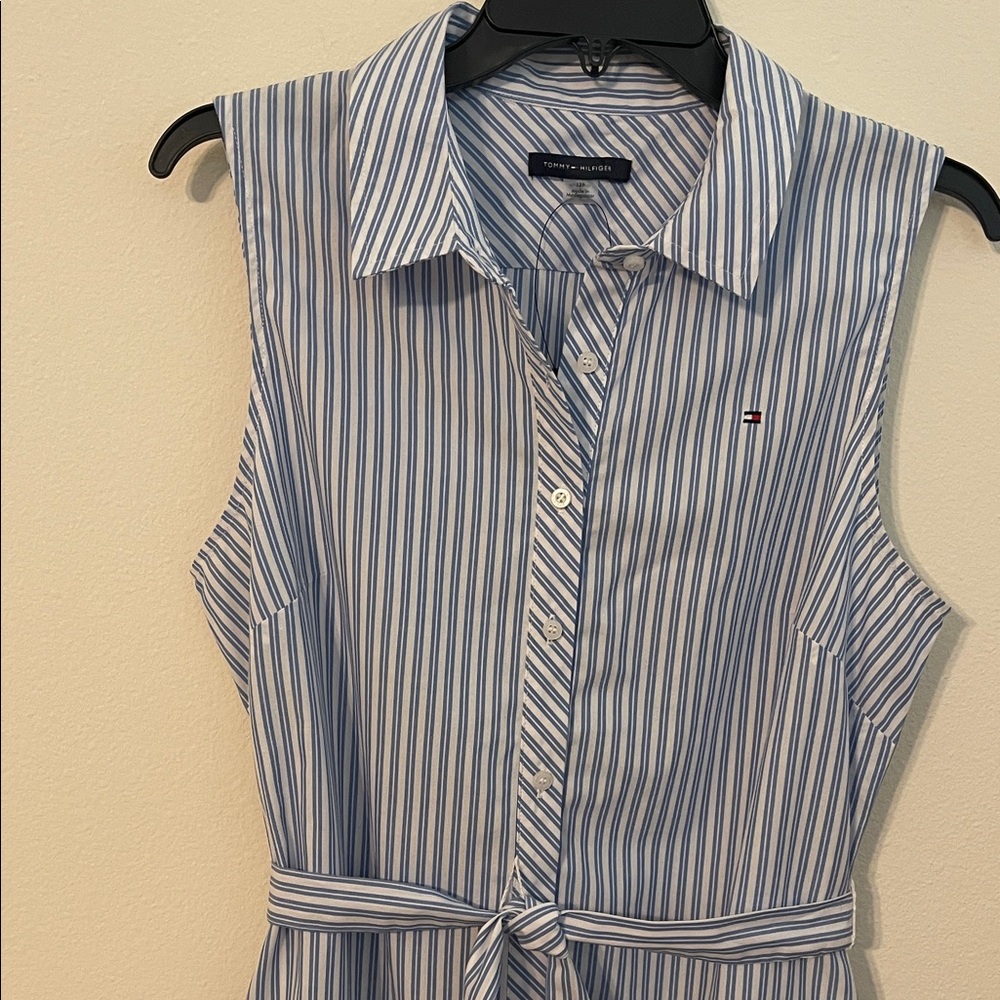 NWT Tommy Hilfiger Blue & White Striped Shirt Dress - Picture 7 of 15